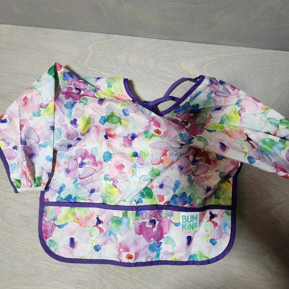 Bumkins sleeved Watercolor bib with Catchall